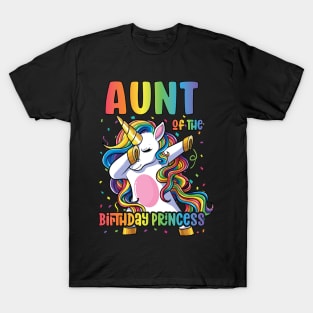 Aunt of the Birthday Princess Dabbing Unicorn Girl T-Shirt